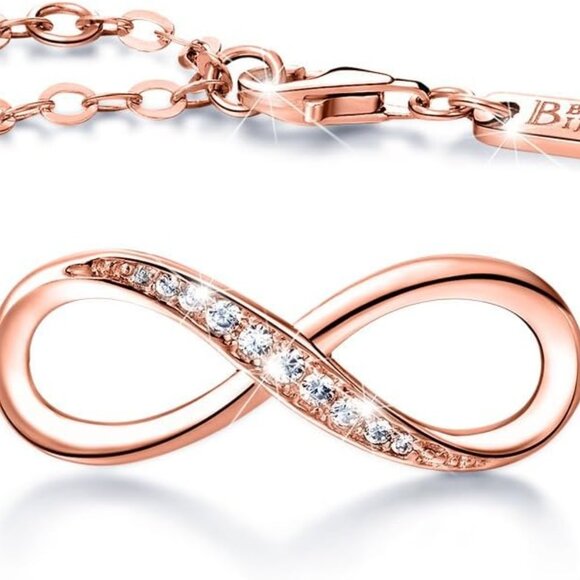 Womens 925 Sterling Silver Bracelets Infinity Endless Love Symbol Charm Adjustab - Picture 1 of 7